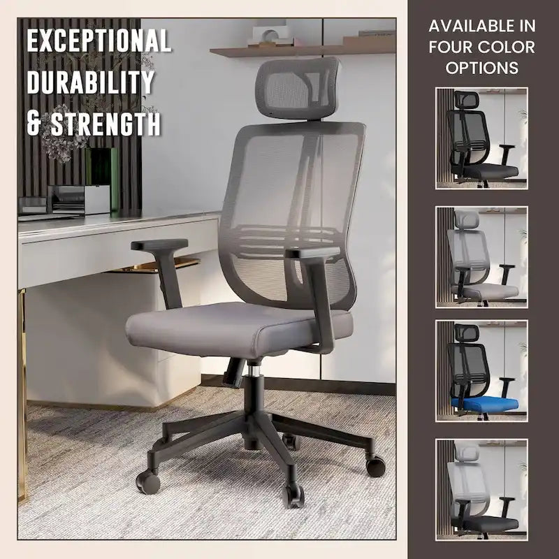 Chaise de bureau réglable avec dossier en maille et appuie-tête Série par