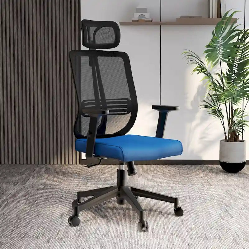 Chaise de bureau réglable avec dossier en maille et appuie-tête Série par