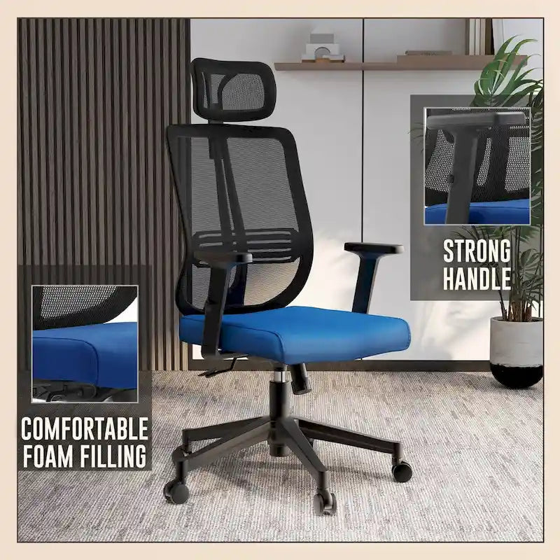 Chaise de bureau réglable avec dossier en maille et appuie-tête Série par