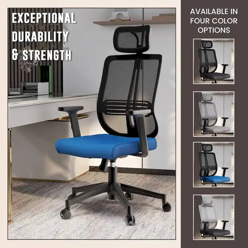 Chaise de bureau réglable avec dossier en maille et appuie-tête Série par