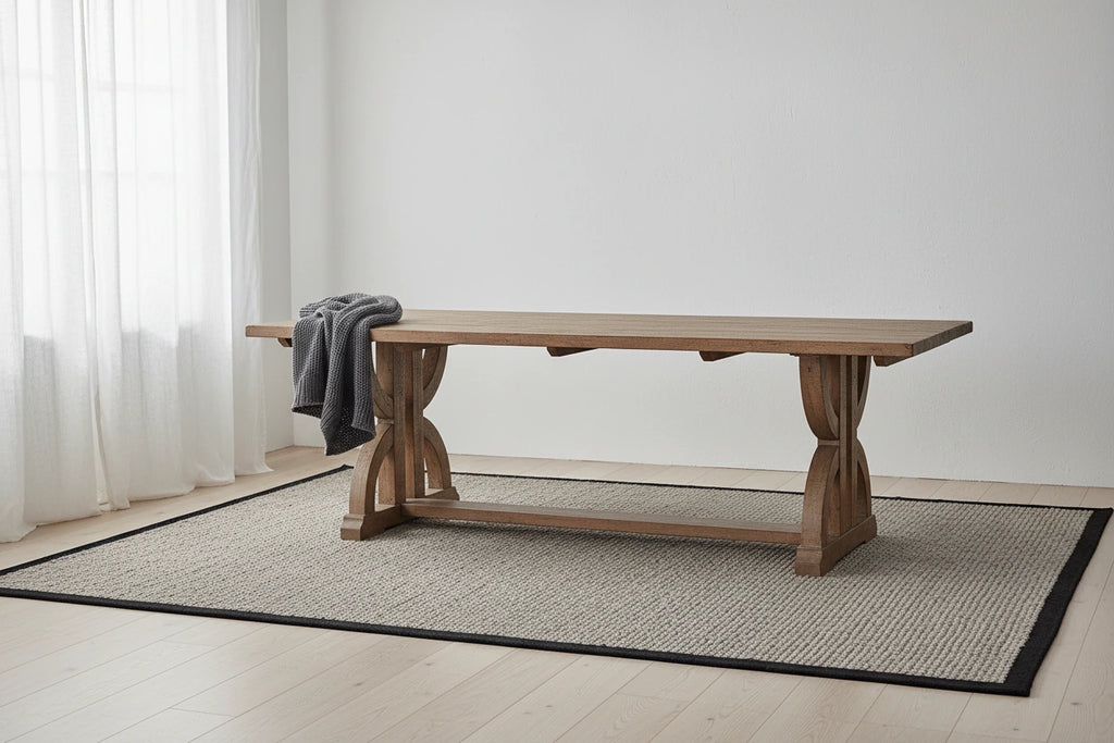 Table rectangulaire tréteau en bois recyclé par - Marron