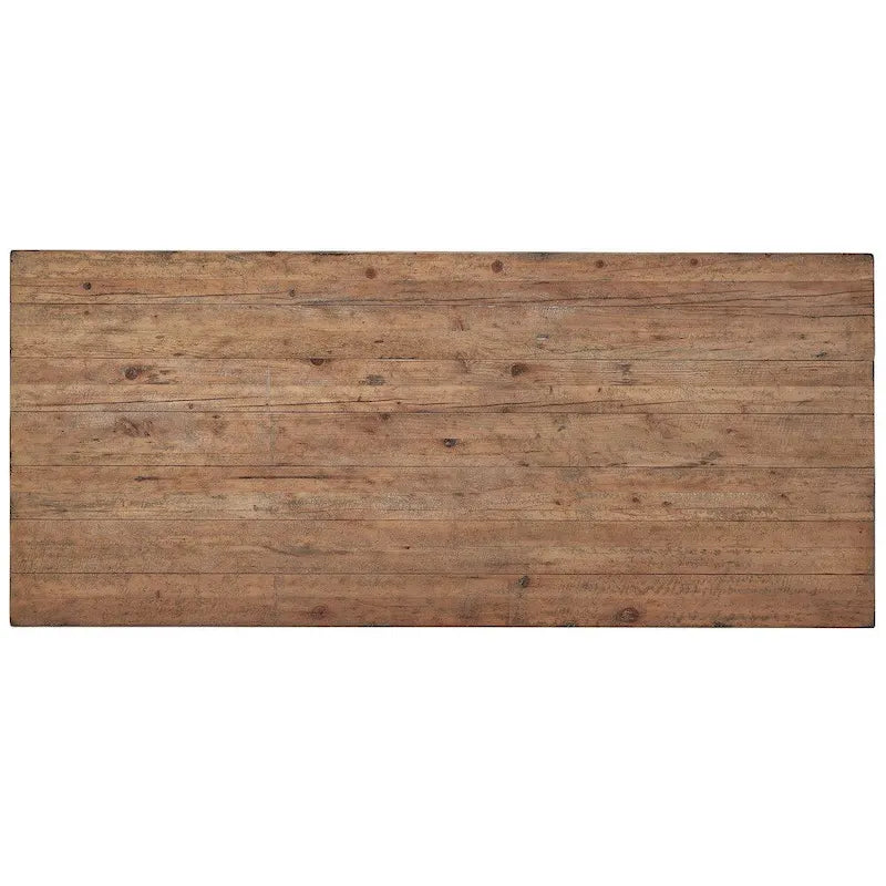 Table rectangulaire tréteau en bois recyclé par - Marron