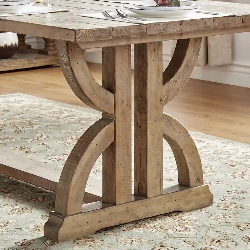 Table rectangulaire tréteau en bois recyclé par - Marron