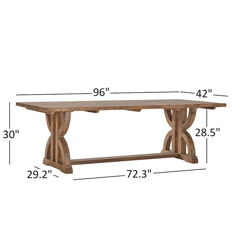 Table rectangulaire tréteau en bois recyclé par - Marron