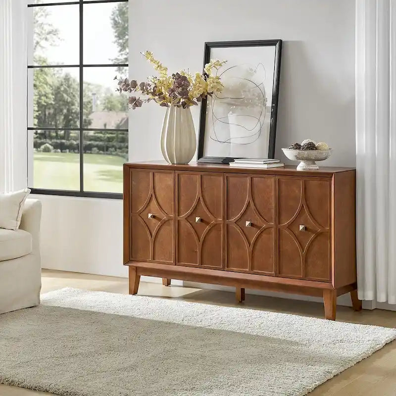Buffet de 60 de large à motif losanges du milieu du siècle avec étagères réglables, par