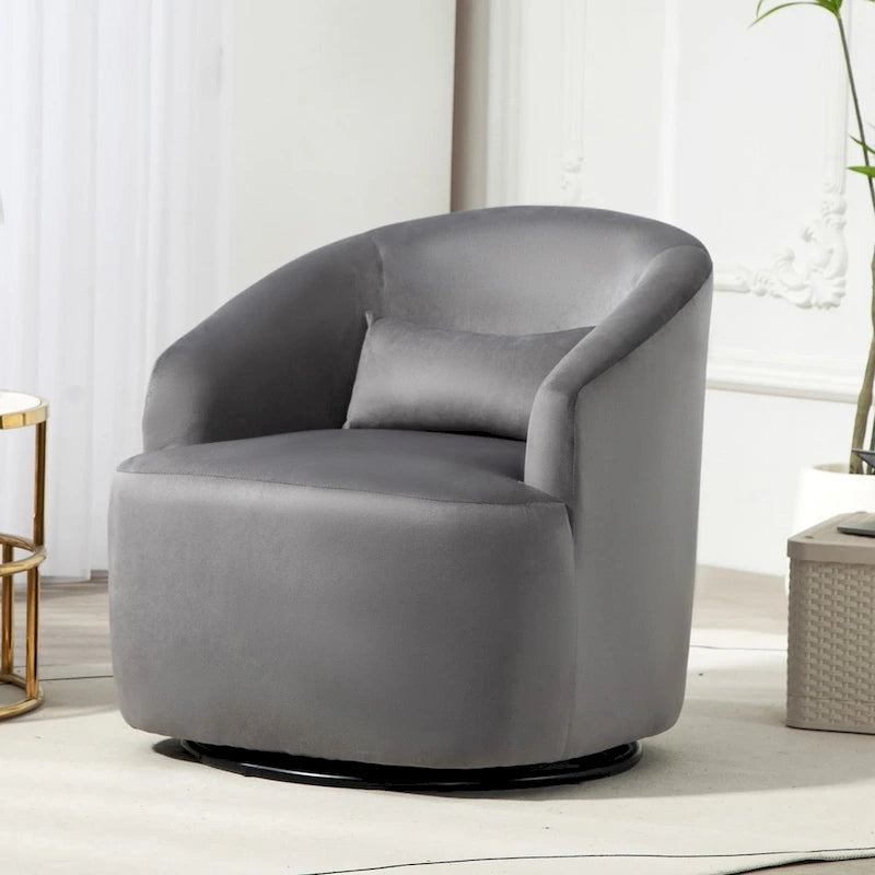 Fauteuil d'appoint pivotant moderne en velours