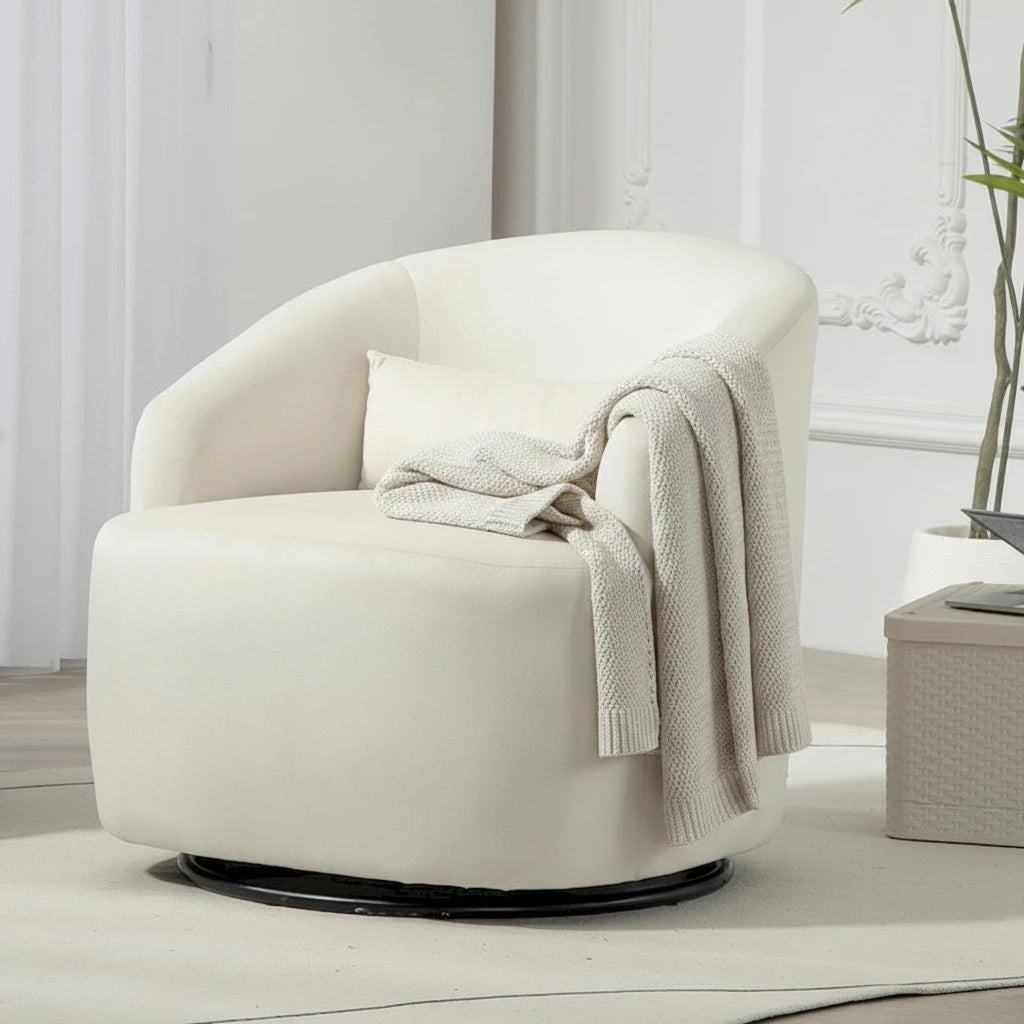 Fauteuil d'appoint pivotant moderne en velours