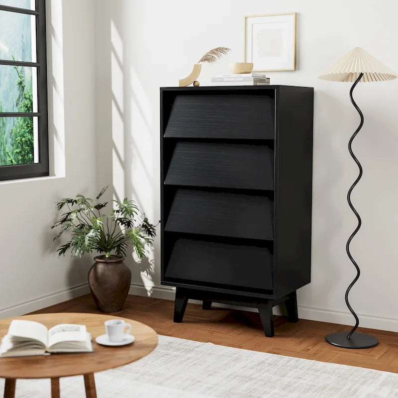 Commode à 4 tiroirs en bois, haute, pour chambre à coucher ou salon